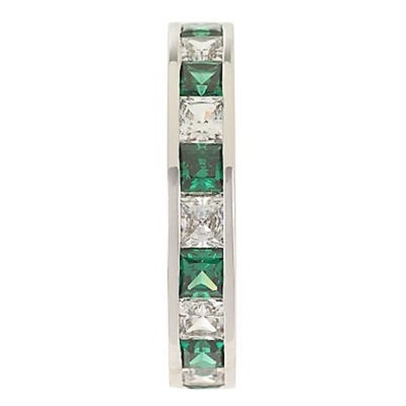 QVC Epiphany Platinum Clad Diamonique Simulated Emerald Ring. 0426 - Picture 2 of 4